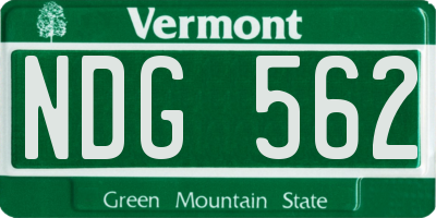 VT license plate NDG562