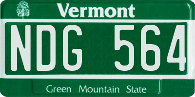 VT license plate NDG564