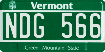 VT license plate NDG566