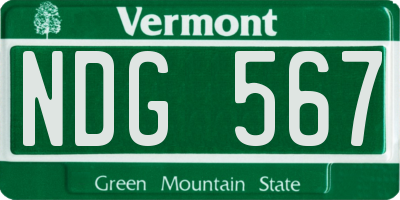 VT license plate NDG567