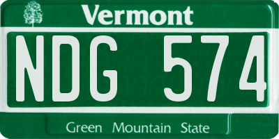 VT license plate NDG574