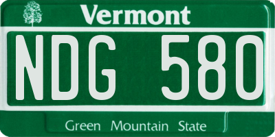 VT license plate NDG580