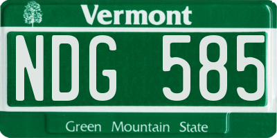 VT license plate NDG585