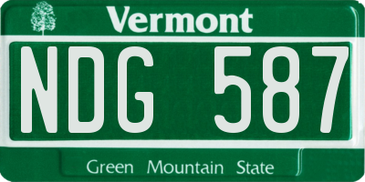 VT license plate NDG587
