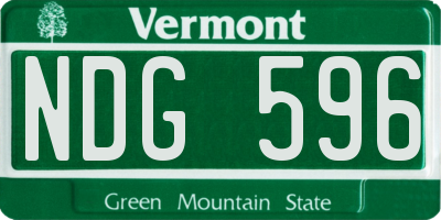 VT license plate NDG596