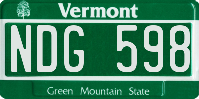 VT license plate NDG598