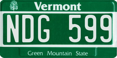 VT license plate NDG599