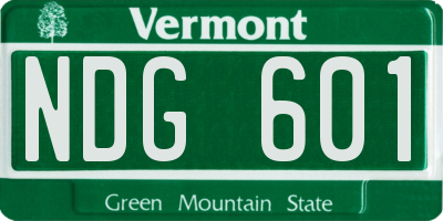 VT license plate NDG601