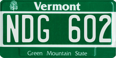 VT license plate NDG602