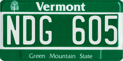 VT license plate NDG605