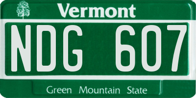 VT license plate NDG607
