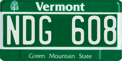 VT license plate NDG608