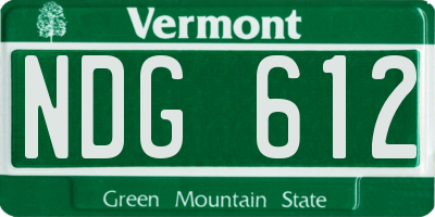 VT license plate NDG612