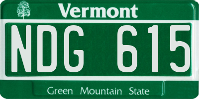 VT license plate NDG615