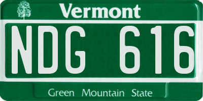 VT license plate NDG616