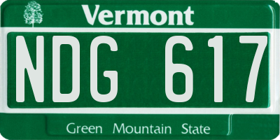 VT license plate NDG617