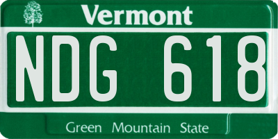 VT license plate NDG618