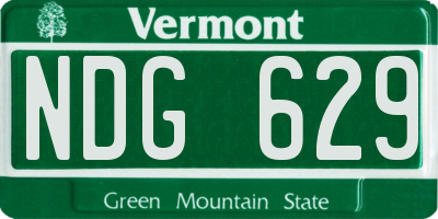 VT license plate NDG629