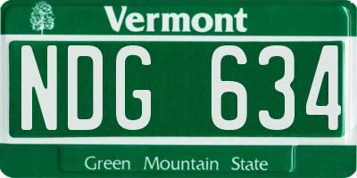 VT license plate NDG634
