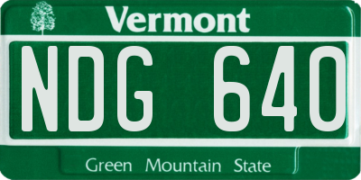 VT license plate NDG640