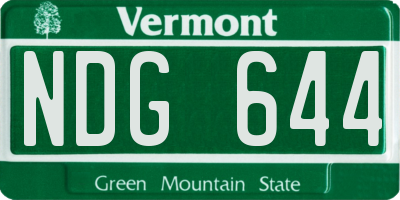 VT license plate NDG644