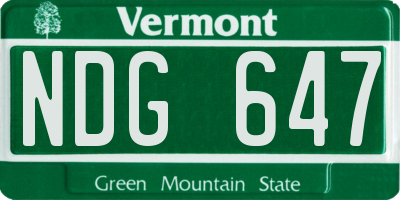 VT license plate NDG647