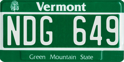 VT license plate NDG649