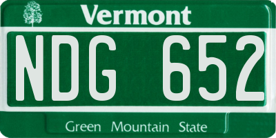 VT license plate NDG652