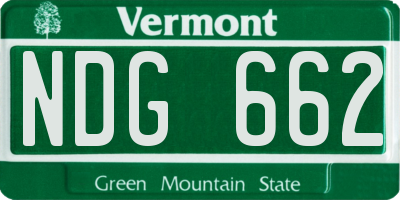 VT license plate NDG662