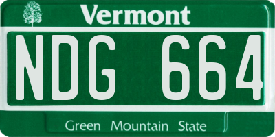VT license plate NDG664