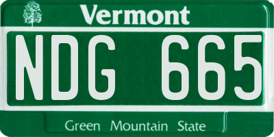 VT license plate NDG665
