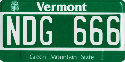 VT license plate NDG666