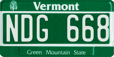 VT license plate NDG668