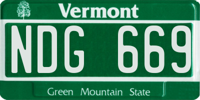 VT license plate NDG669