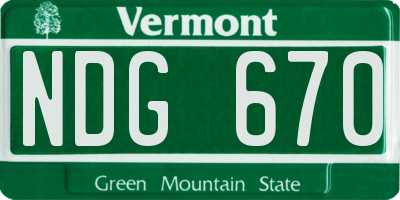 VT license plate NDG670