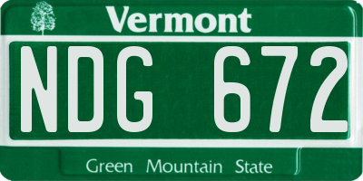 VT license plate NDG672
