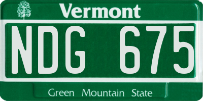 VT license plate NDG675