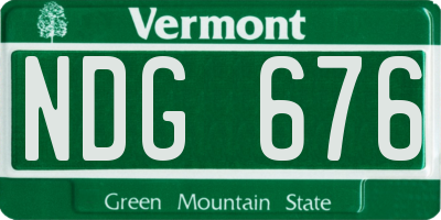 VT license plate NDG676