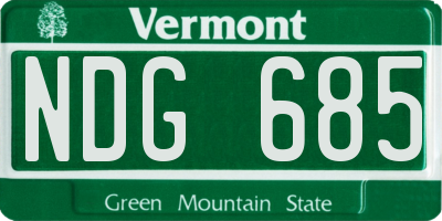 VT license plate NDG685