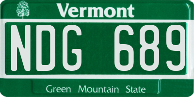 VT license plate NDG689