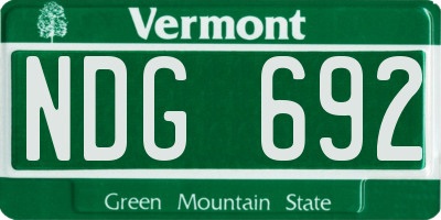 VT license plate NDG692
