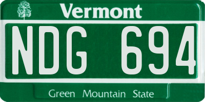 VT license plate NDG694
