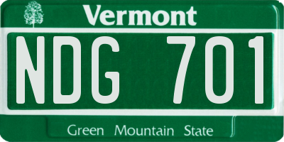 VT license plate NDG701