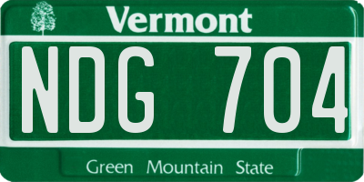 VT license plate NDG704