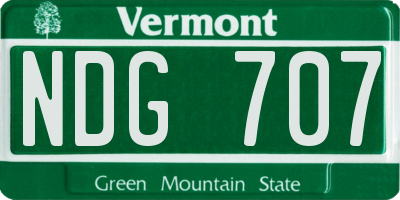 VT license plate NDG707