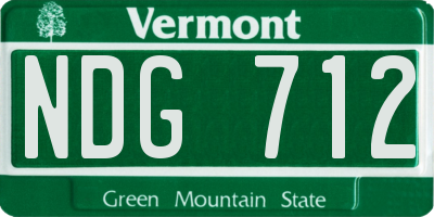 VT license plate NDG712