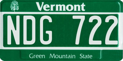 VT license plate NDG722