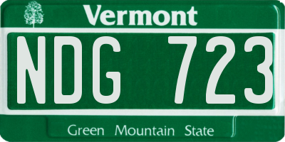 VT license plate NDG723