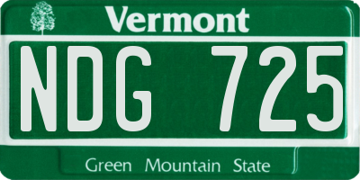 VT license plate NDG725