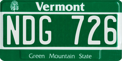 VT license plate NDG726